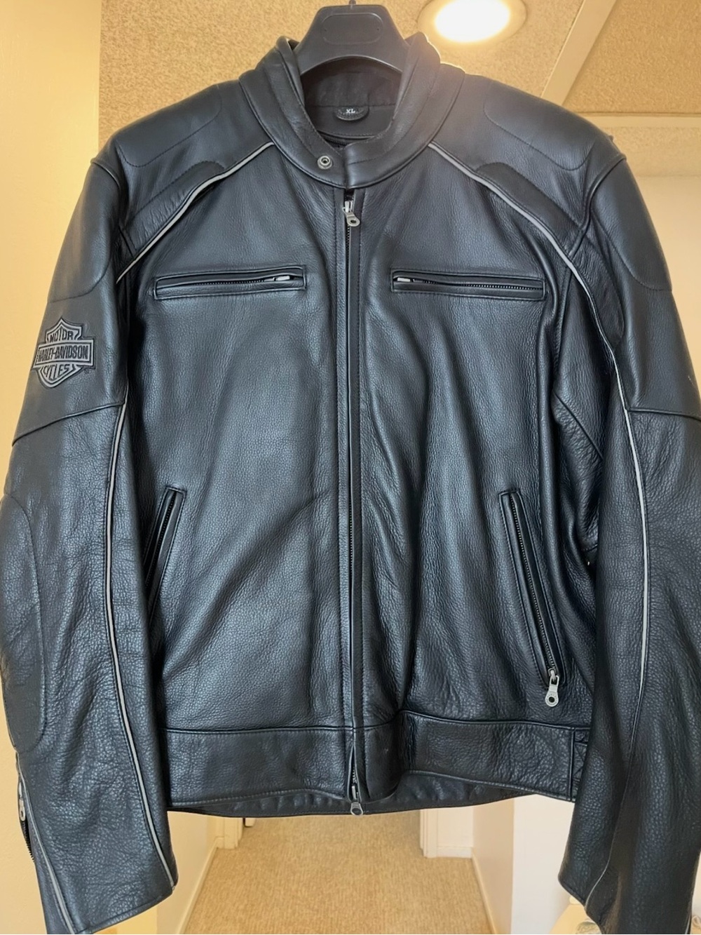Harley-Davidson Black Leather Skull Back Patch Motorcycle Jacket - Picture 2 of 5